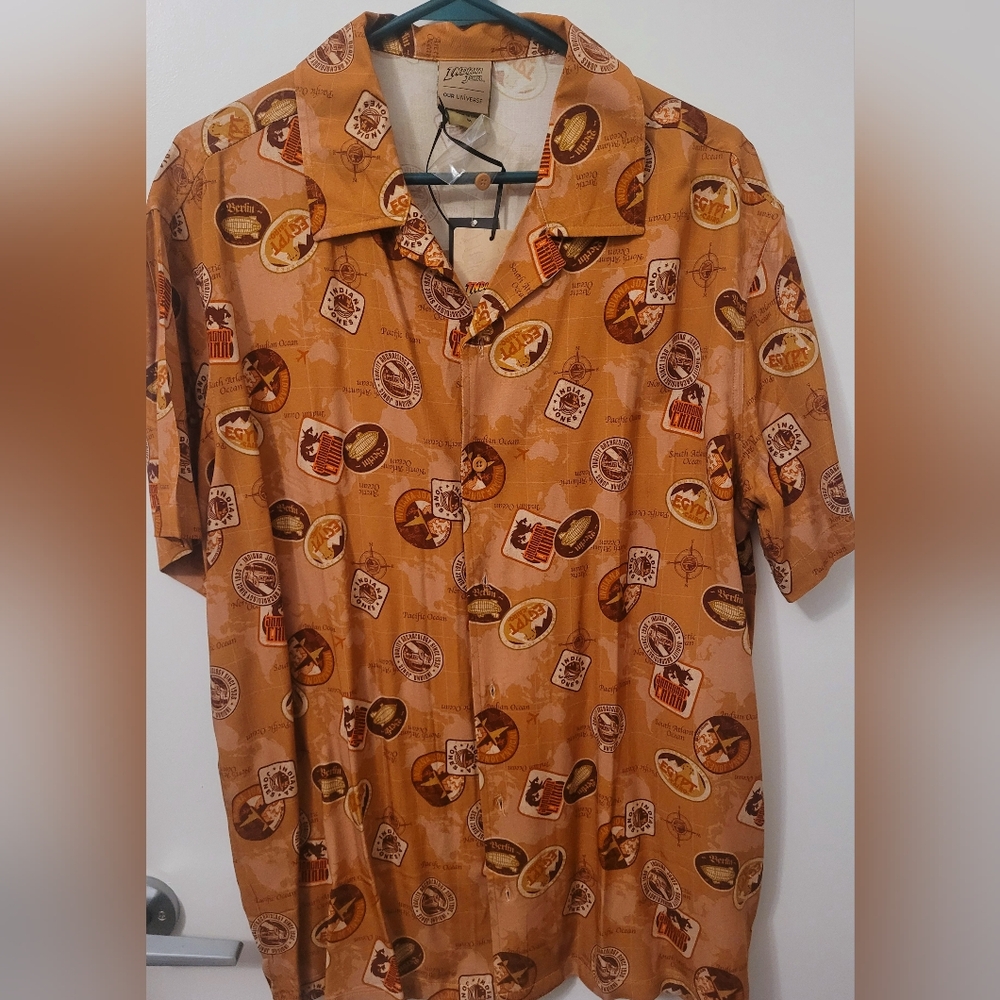 Our Universe Indiana Jones Travel Stickers Woven Button-Up